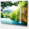 Designart - Waterfall in Deep Forest - Landscape Photography Canvas Art Print